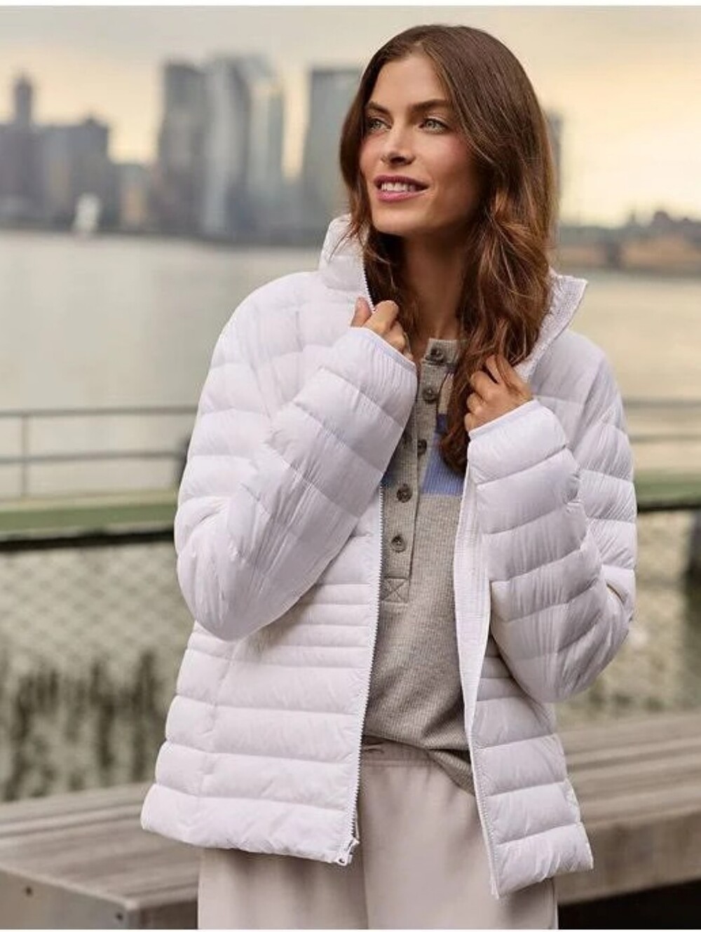 NWT Lands' End Women's White WanderWeight Packable Down Jacket Size L